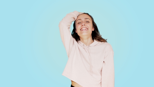 Happy and Smilin Pretty Woman Laughs Hard