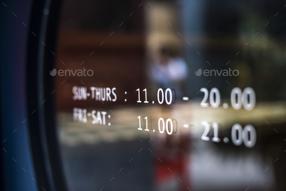 Business hours announcement on a window Stock Photo by Rawpixel | PhotoDune