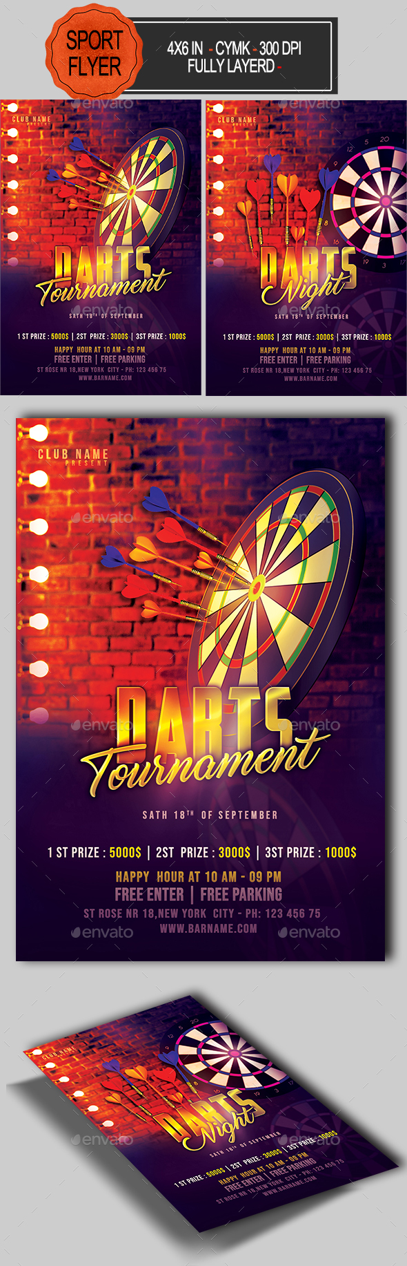 Darts Flyer - Sports Events