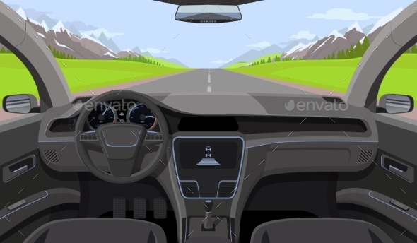 Inside Car Driver View with Rudder - Miscellaneous Vectors