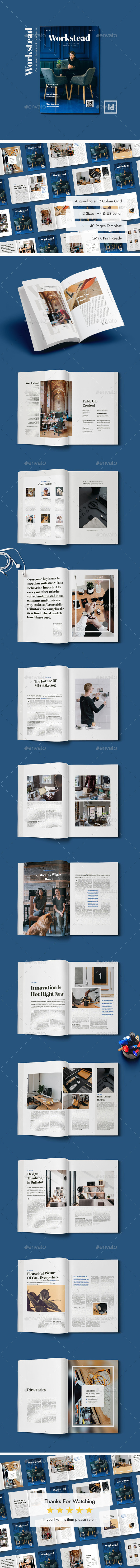 Workstead Magazine - 40 Pages Indesign Template - Magazines Print Templates