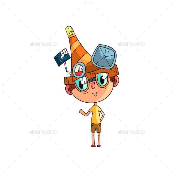 Scientist Boy Character Working on Science - People Characters