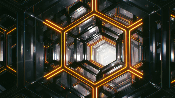 Sci-Fi Hexagon Tunnel VJ Loop (4K) alt