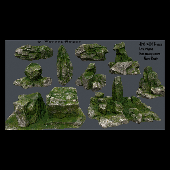 mossy rocks - 3Docean 21818996
