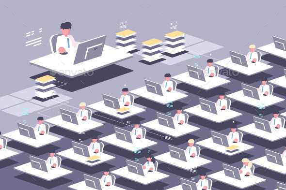 Large Group of Employees - People Characters