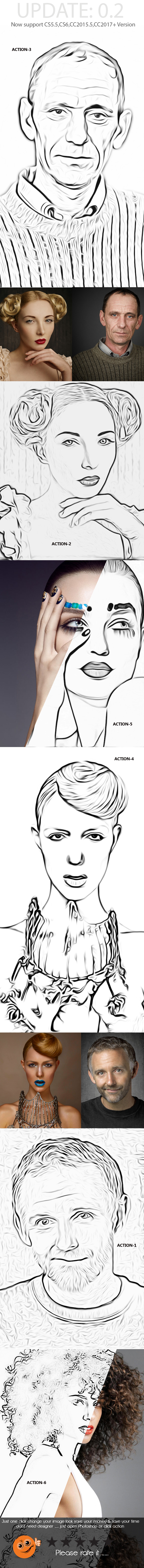 Photo Outline Action - Photo Effects Actions
