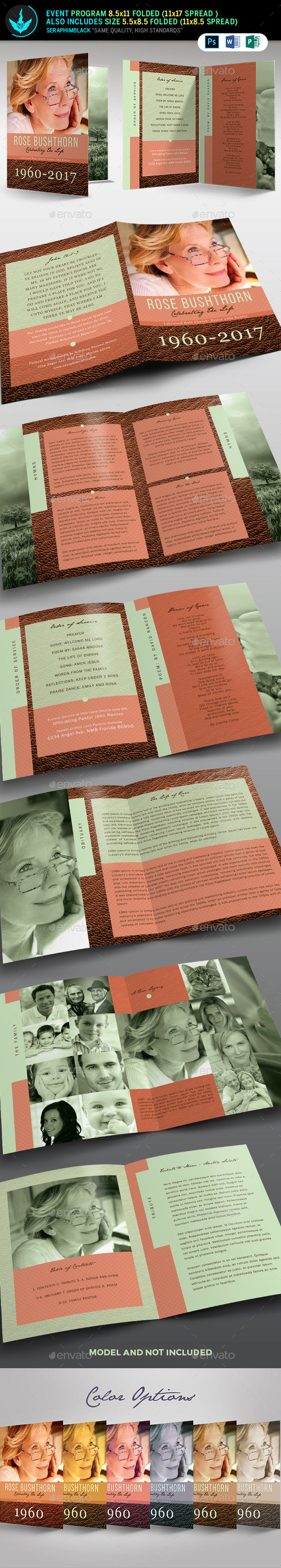 Leather Funeral Program Template 3 - Informational Brochures