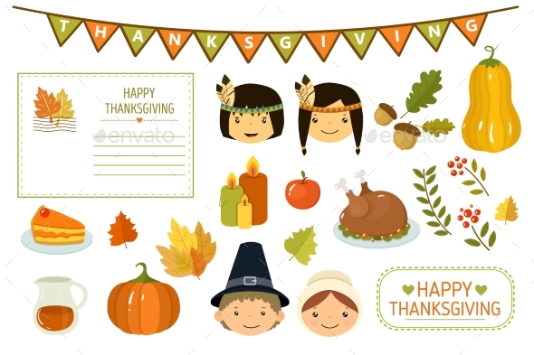 Happy Thanksgiving Card, Elements of Thanksgiving - Seasons/Holidays Conceptual