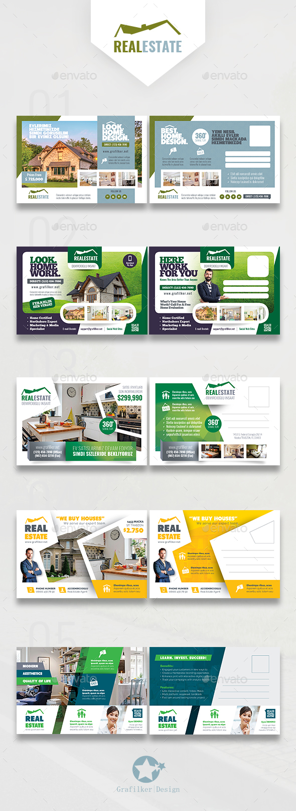 Real Estate Bundle Postcard Templates - Cards & Invites Print Templates