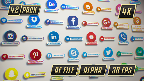 Social Media Icons & Lower Thirds Pack Elements template preview