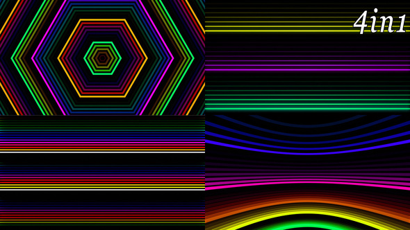 Colorful Neon - VJ Loop Pack (4in1)