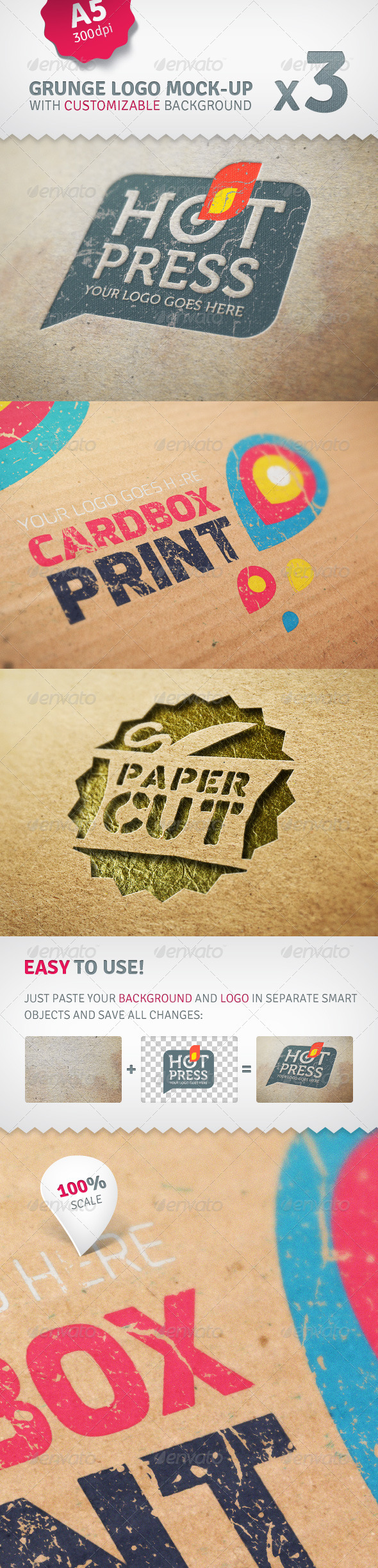 Download Cardboard Logo Mockup Pack With Custom Backgrounds by ...