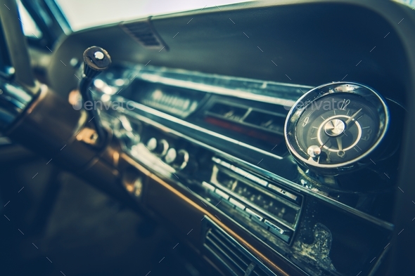 Vintage Car Dashboard Interior Stock Photo by duallogic | PhotoDune