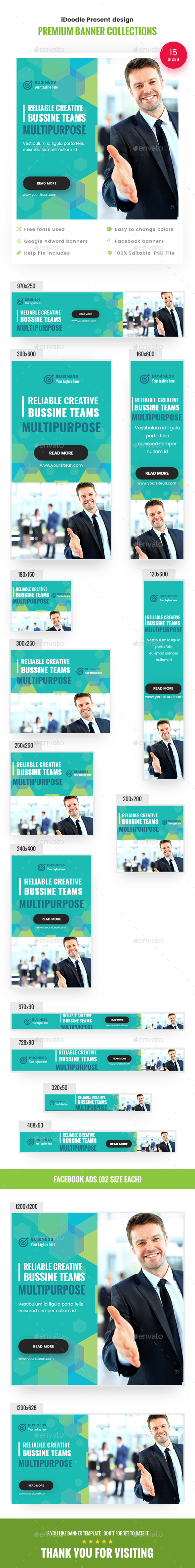 Multipurpose, Business, Startup Banners Ads - Banners & Ads Web Elements