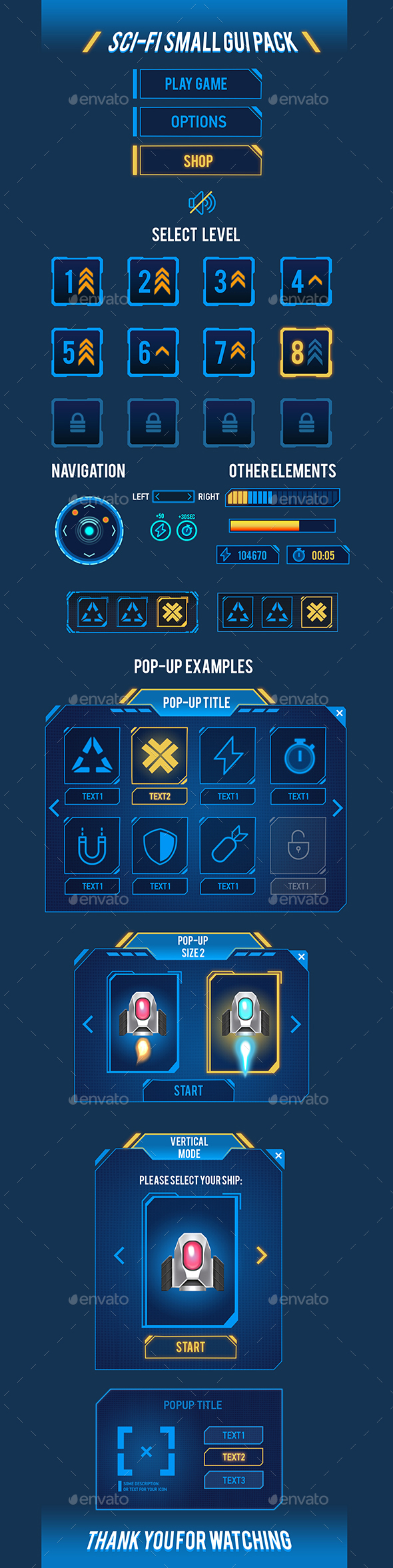Sci-Fi Small GUI Pack - User Interfaces Game Assets