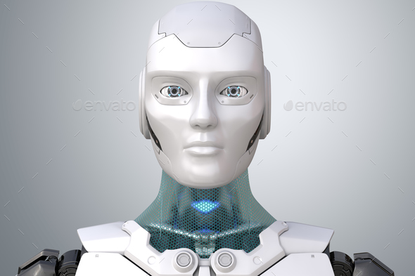 Robot's head in face - Stock Photo - Images