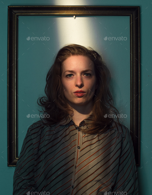 expressive caucasian female portrait,framed in frame Stock Photo by PaulSchlemmer