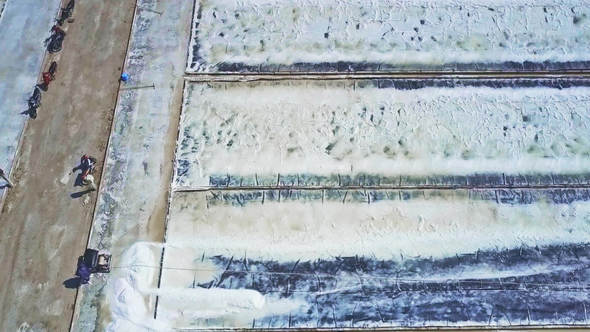 People Absence on Salt Field Sites with Scooters on Track alt