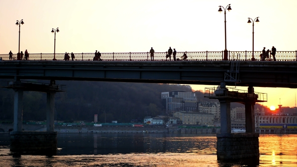 Bridge Walk People Sunset alt