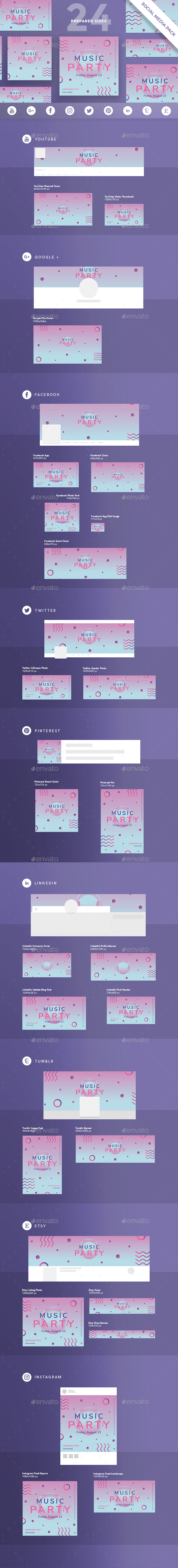 Pink Music Party Social Media Pack - Miscellaneous Social Media