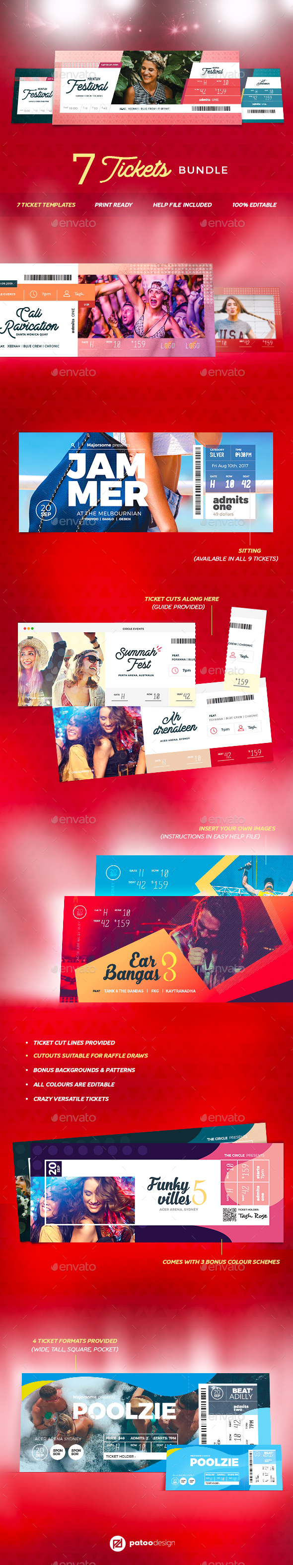 Event Tickets Bundle - Miscellaneous Print Templates