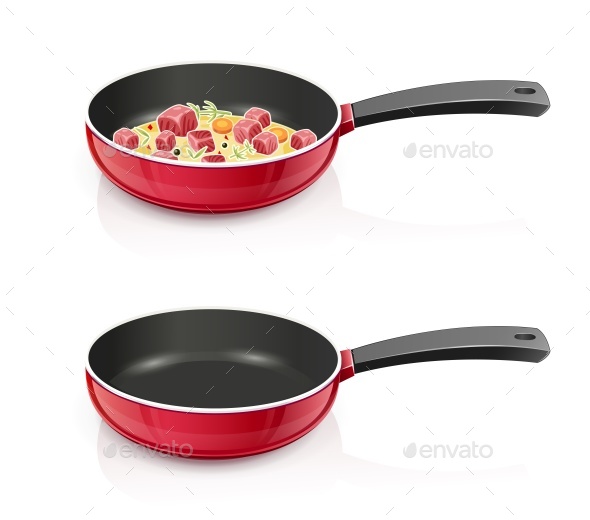 Red Pan with Food - Food Objects