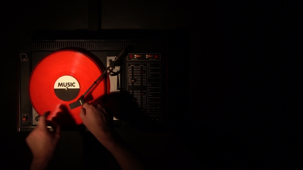 Playing Record on Gramophone . alt