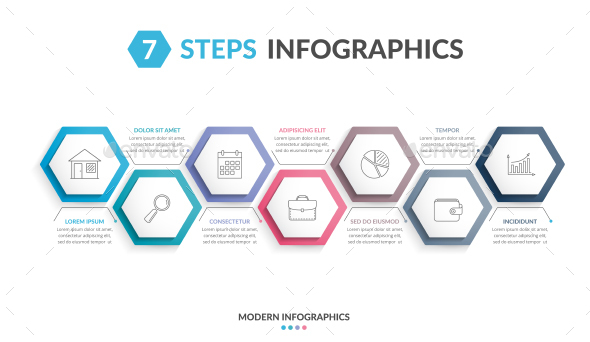 Infographic Template with 7 Hexagons - Infographics