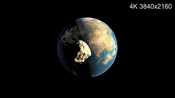 Asteroids Flight to Earth 4k