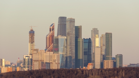 Moscow City Business Center at Sunset. Russia alt