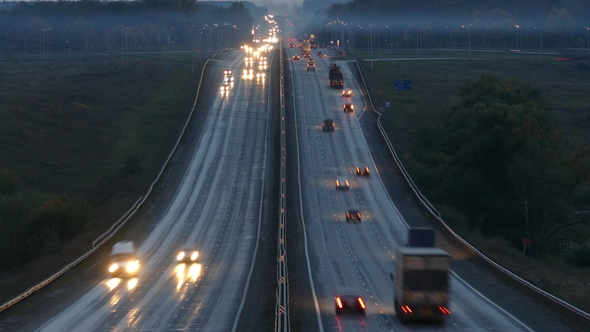 Cars on Highway Road at Night, ,, Stock Footage | VideoHive