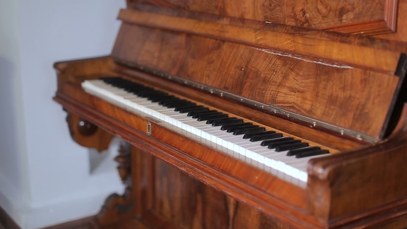 Shot of Keys of Old Piano