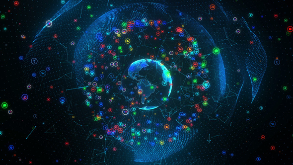 Social Networks Earth Hologram
