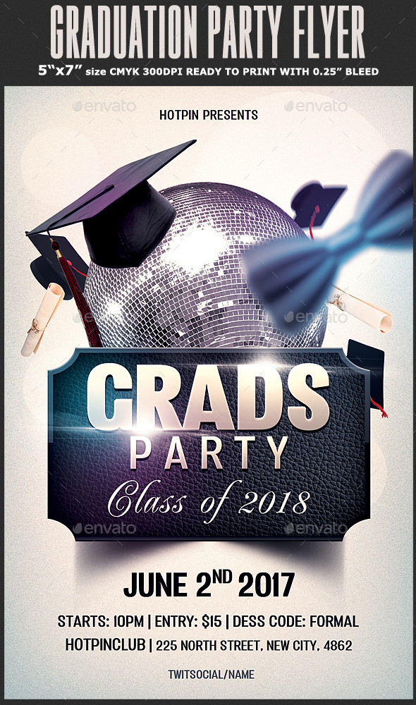Prom / Graduation Party Flyer Template by Hotpin GraphicRiver