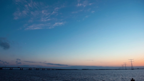 The Sea Horizon and the Blue Sky at Sunset in the Netherlands alt