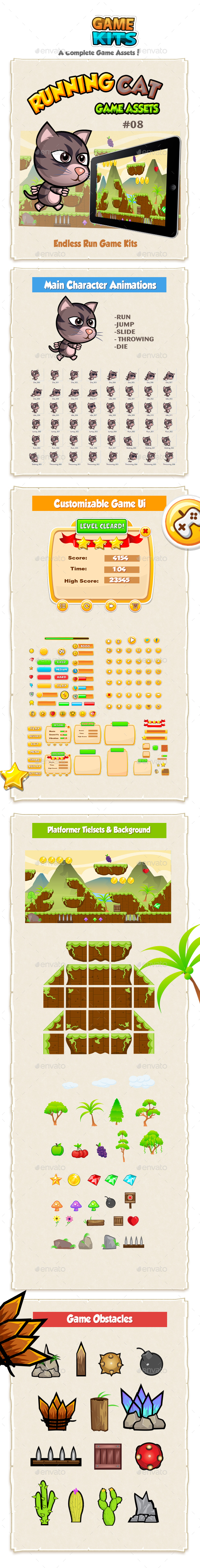 Running Cat Game Assets 08 - Game Kits Game Assets