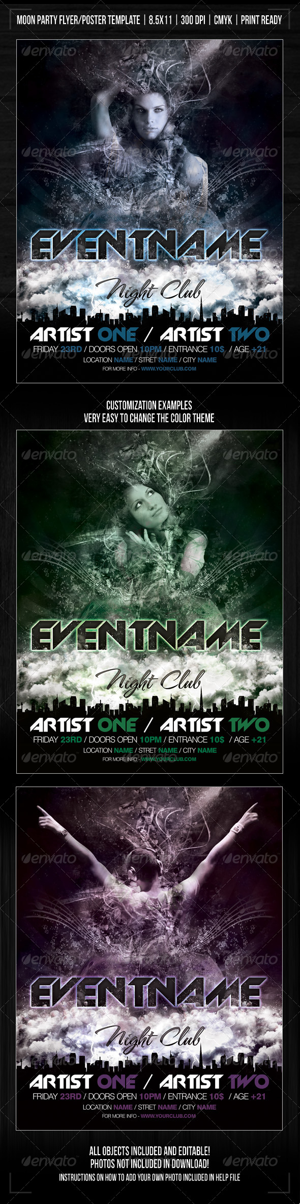 Night Club Moon Party/Concert Flyer/Poster - Clubs & Parties Events