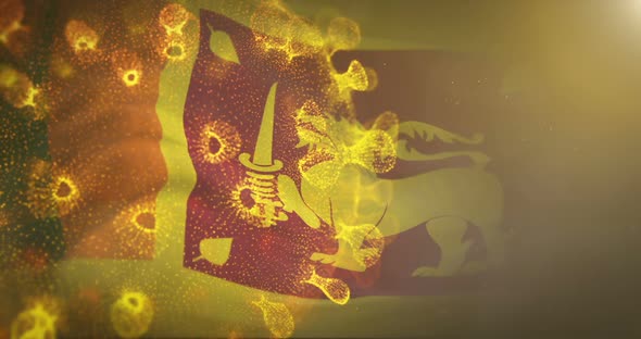 Sri Lanka Flag With Corona Virus Bacteria alt