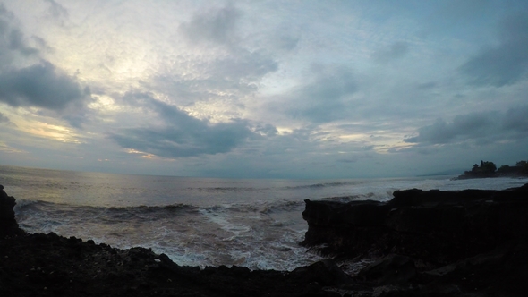Ocean, Sky and Tanah Lot Temple in the Sunset