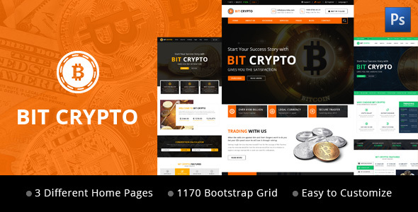 Bit Crypto - Bitcoin and Cryptocurrency PSD Template