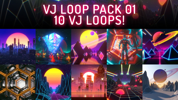 VJ Loops Pack 01 - Retrowave Psychedelic Mix alt