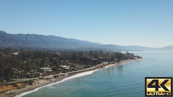 Looking Down At Santa Barbara Beach