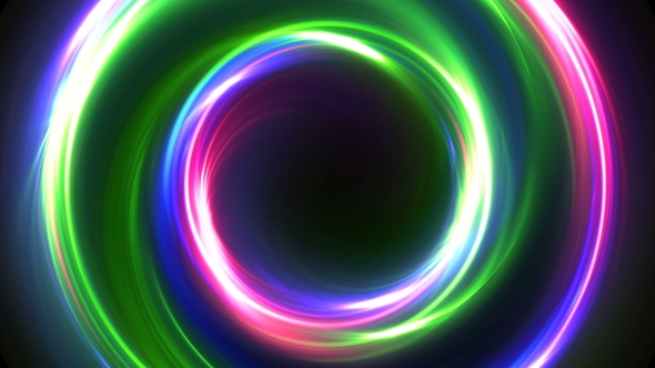 Abstract Multicolor Neon Background Luminous Swirling Glowing Circles alt