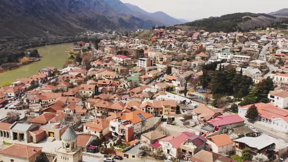 Red Roof Houses In Countryside Georgia, Mtskheta alt