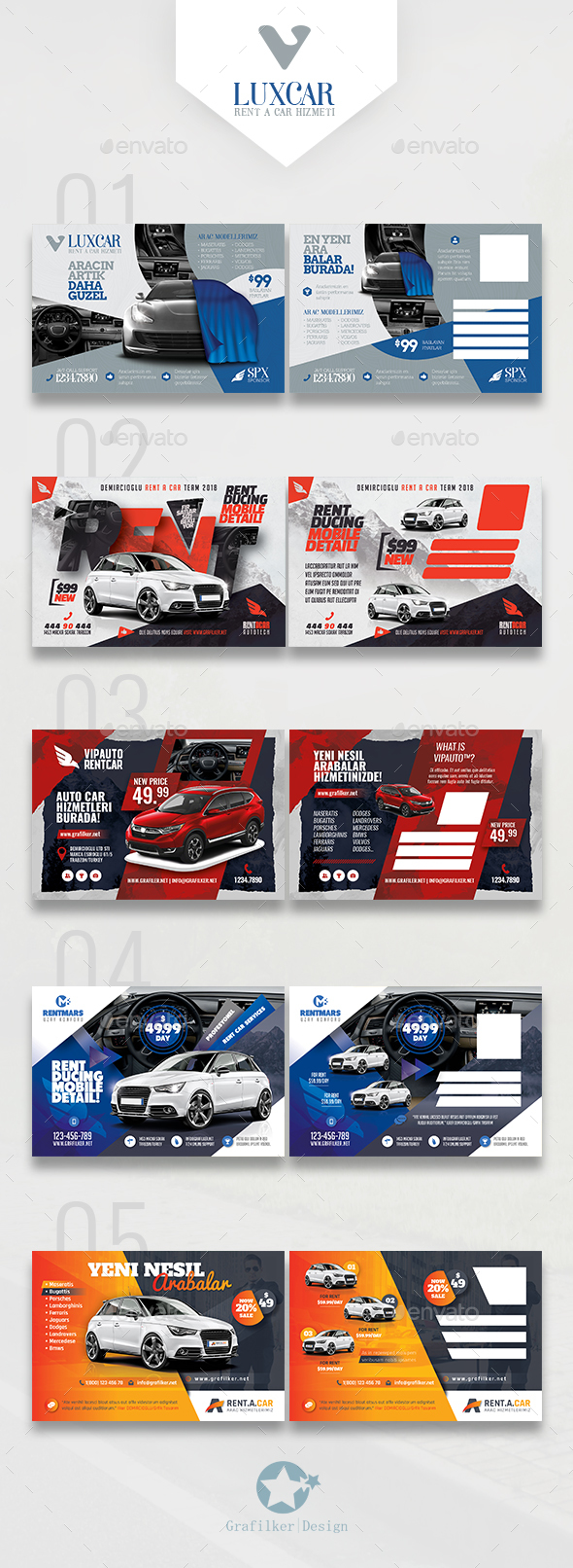 Rent A Car Bundle Postcard Templates - Cards & Invites Print Templates