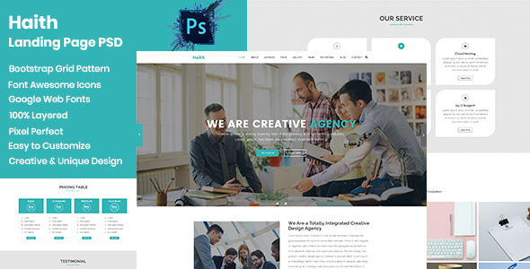 Haith || Landing Page PSD Template