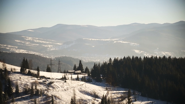 Winter Mountains Landscape at Sunny Day