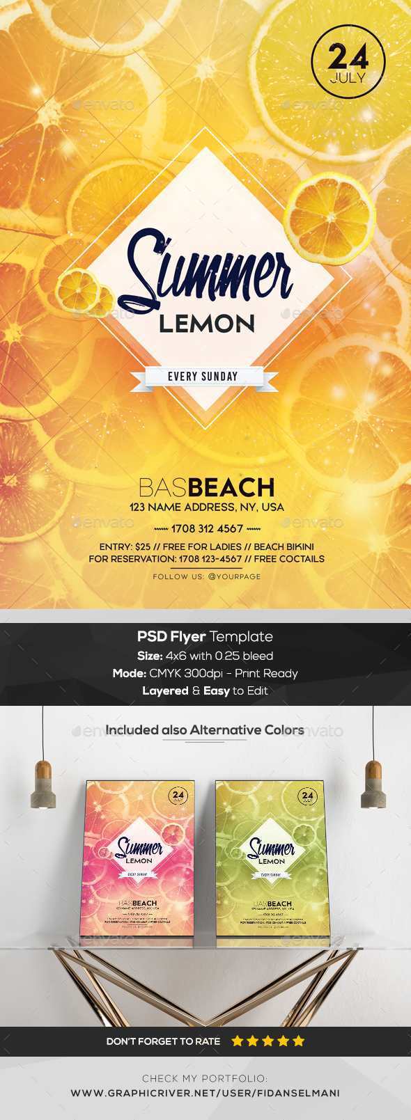 Summer Lemon - PSD Flyer Template - Flyers Print Templates