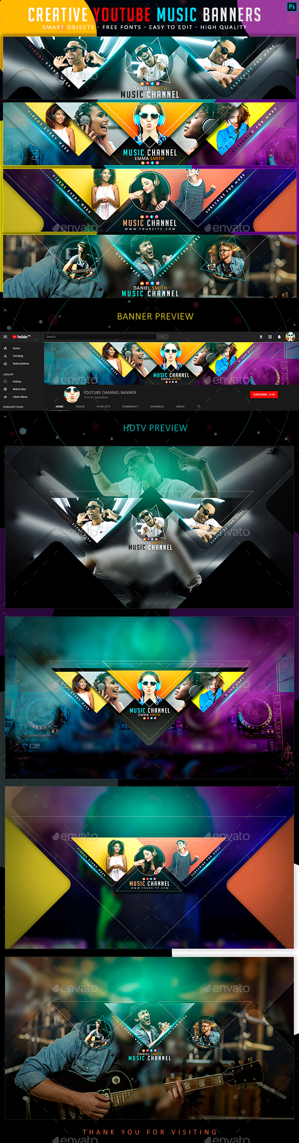 Creative Music YouTube Banners - YouTube Social Media
