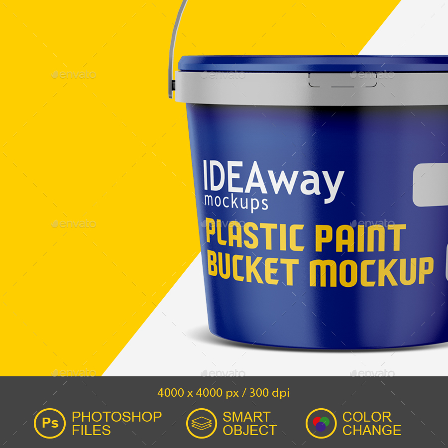 Download Plastic Paint Bucket Mockup by idaeway | GraphicRiver